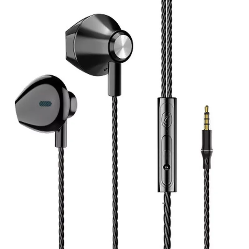 

NEW IN In Ear Earphones Wire Control Sport Headset Black Earphones Bass Headset Elbow Plug Mobile Gaming Movie Earbud with Mic
