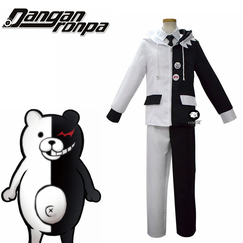 Anime Danganronpa V3: Killing Harmony Cosplay High Quality Full Set Monokuma Unisex Coat+Tshirt+Pants Cosplay Costume