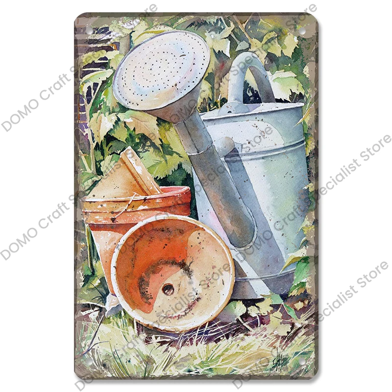 Металлический винтажный плакат CQDM DECOR, цветок, кошка, собака, 20х30 см