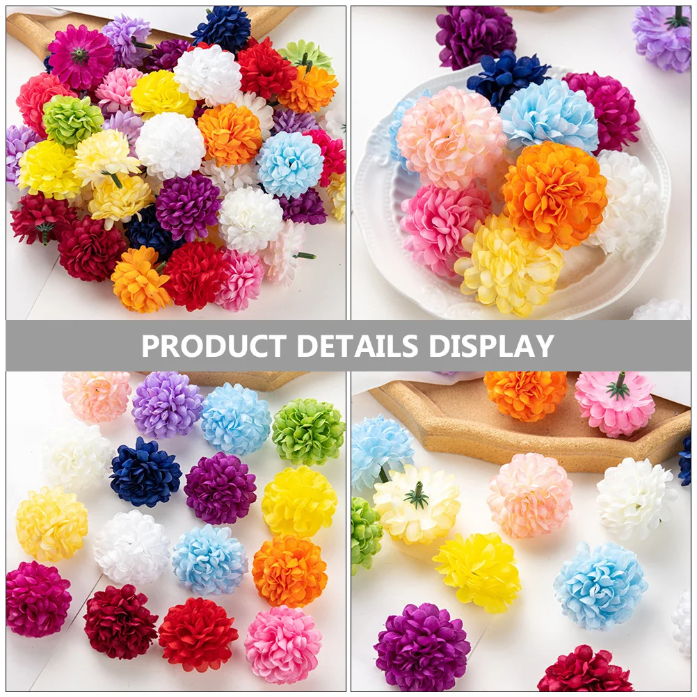 

40 Pcs Fake Flowers Heads For Crafts Silk Cloth Headdress DIY Plastic Artificial Daisy Headbands