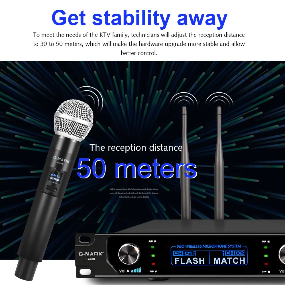 G-MARK G440 Беспроводной микрофон Системы Профессиональный 4 Каналы ручной