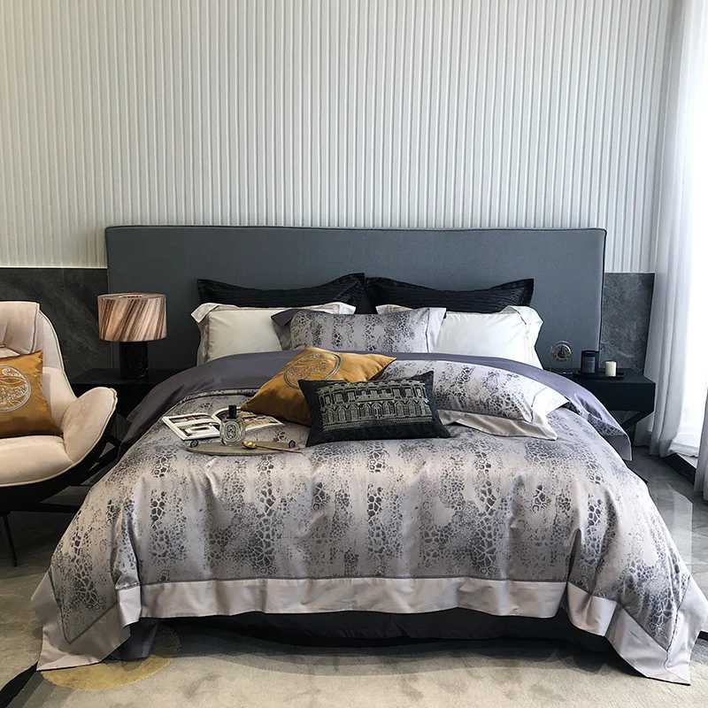 

High Precision 1200TC Yarn Dyed Jacquard Luxury 4/6/10Pcs ding Duvet Quilt Cover Comforter Set Bed Linen