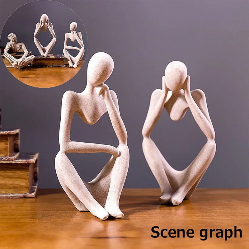 

Статуя абстрактного истотчика, статуэтка из смолы, украшение для офиса, дома, рабочего стола, ручная работа, скульптура, современное искусст...