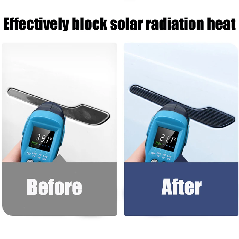 Наклейка на дверную ручку автомобиля Tesla Model Y 3 протектор краски из углеродного