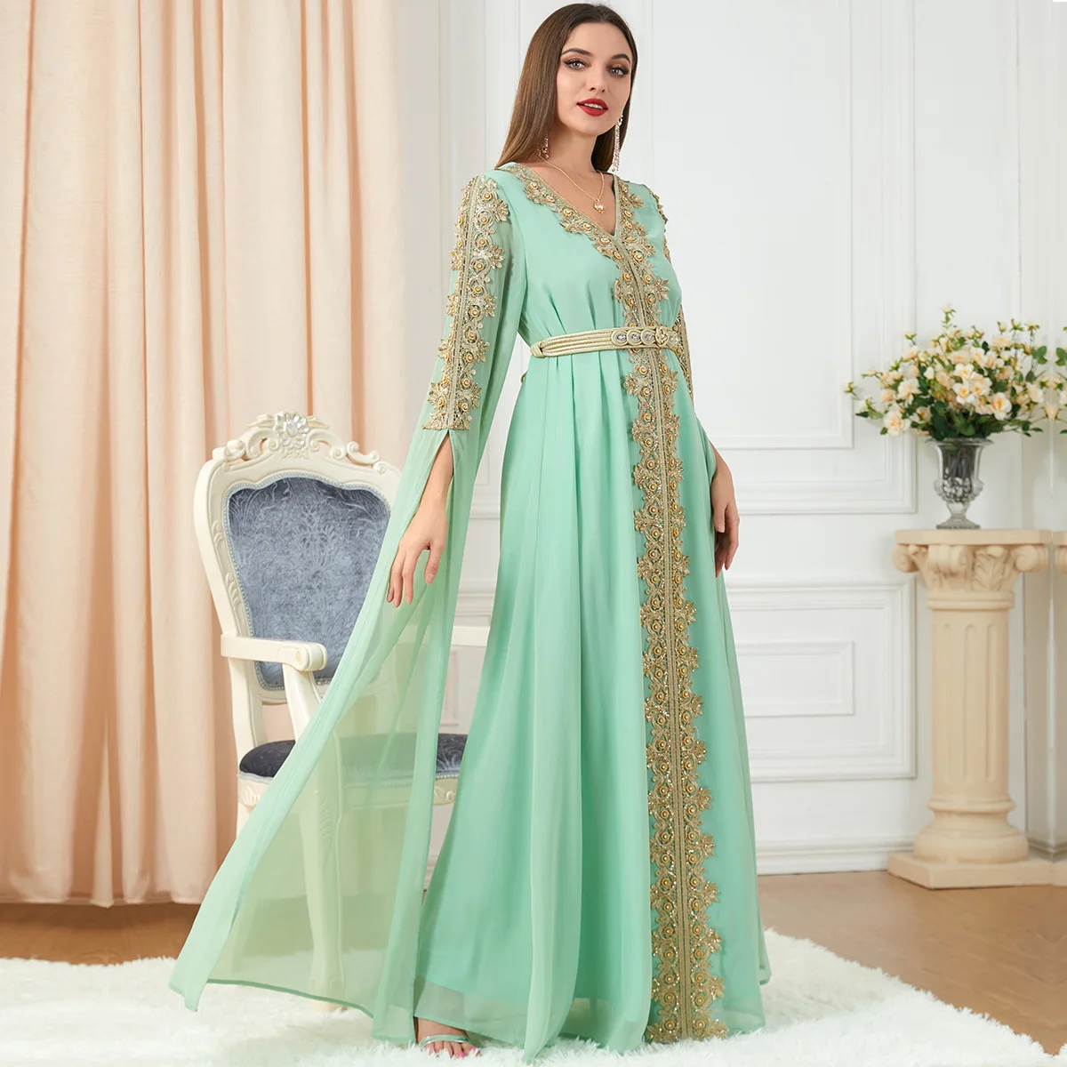 Autumn Morocco Dress Muslim Women Abaya Party Dresses Long Sleeve Abayas Dubai Turkey Islam Kaftan Robe Longue Vestidos Largos