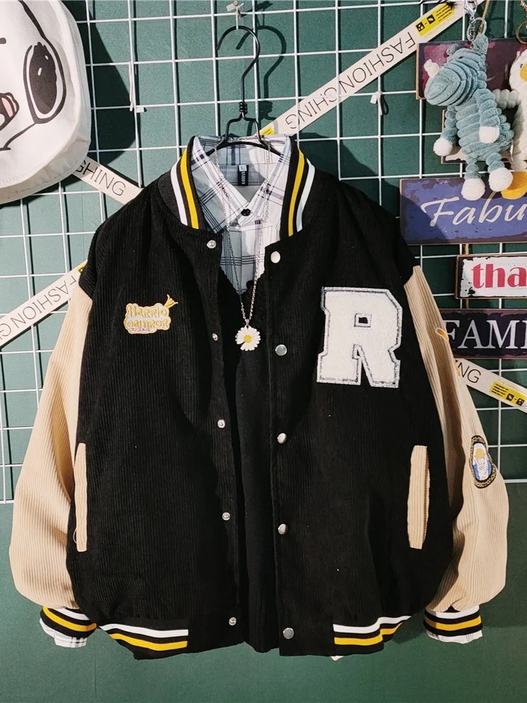 Американская винтажная лоскутная вельветовая весенняя одежда куртка мужская