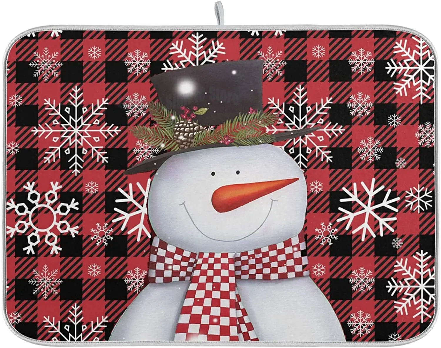 

Christmas New Year Snowman Dish Drying Mat for Kitchen Counter Dishes Drainer/Rack Pads under Sink, 18 by 24 inches