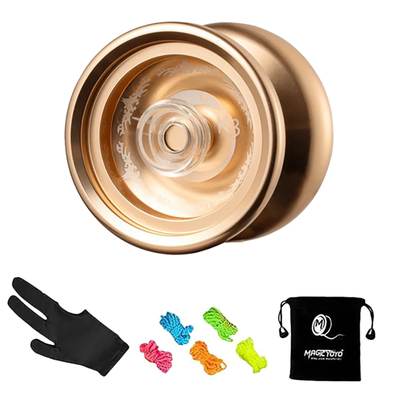 

MAGICYOYO K3 Metal Yoyo Side Shaft Top Fingerplay Aluminum Alloy Professional Yoyo with 5 Strings,Gloves