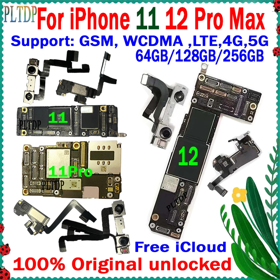 

Материнская плата для IPhone 11 Pro Max 12 Pro Max, оригинальная разблокированная материнская плата с Icloud, логическая плата 64 ГБ, 128 ГБ, 256 ГБ