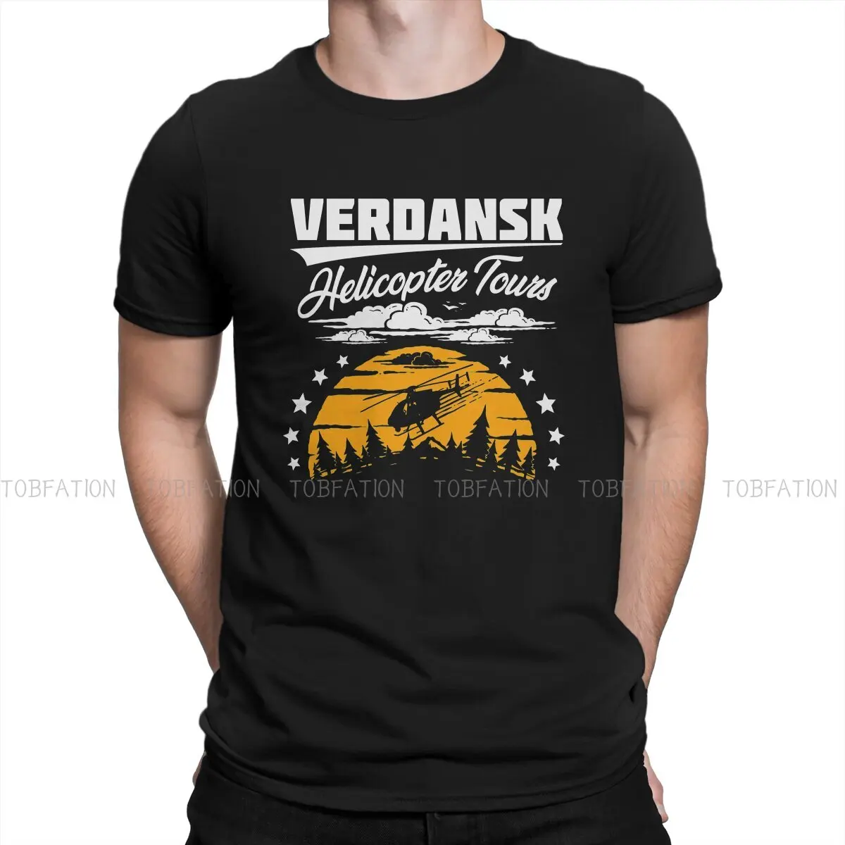 

COD Black Ops Cold War Polyester TShirt for Men Warzone Verdansk Helicopter Tours Classic Soft Casual Tee T Shirt High Quality