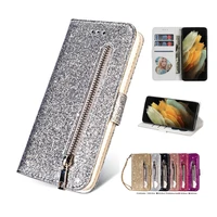 flip wallet leather case for samsung galaxy s22 s21fe s20 ultra note 8 9 10 20 m31s m51 glitter bling card slot shockproof cover