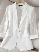 new thin white suit womens 2022 spring and summer korean fashion slim three quarter sleeves casual jacket lady office blazer