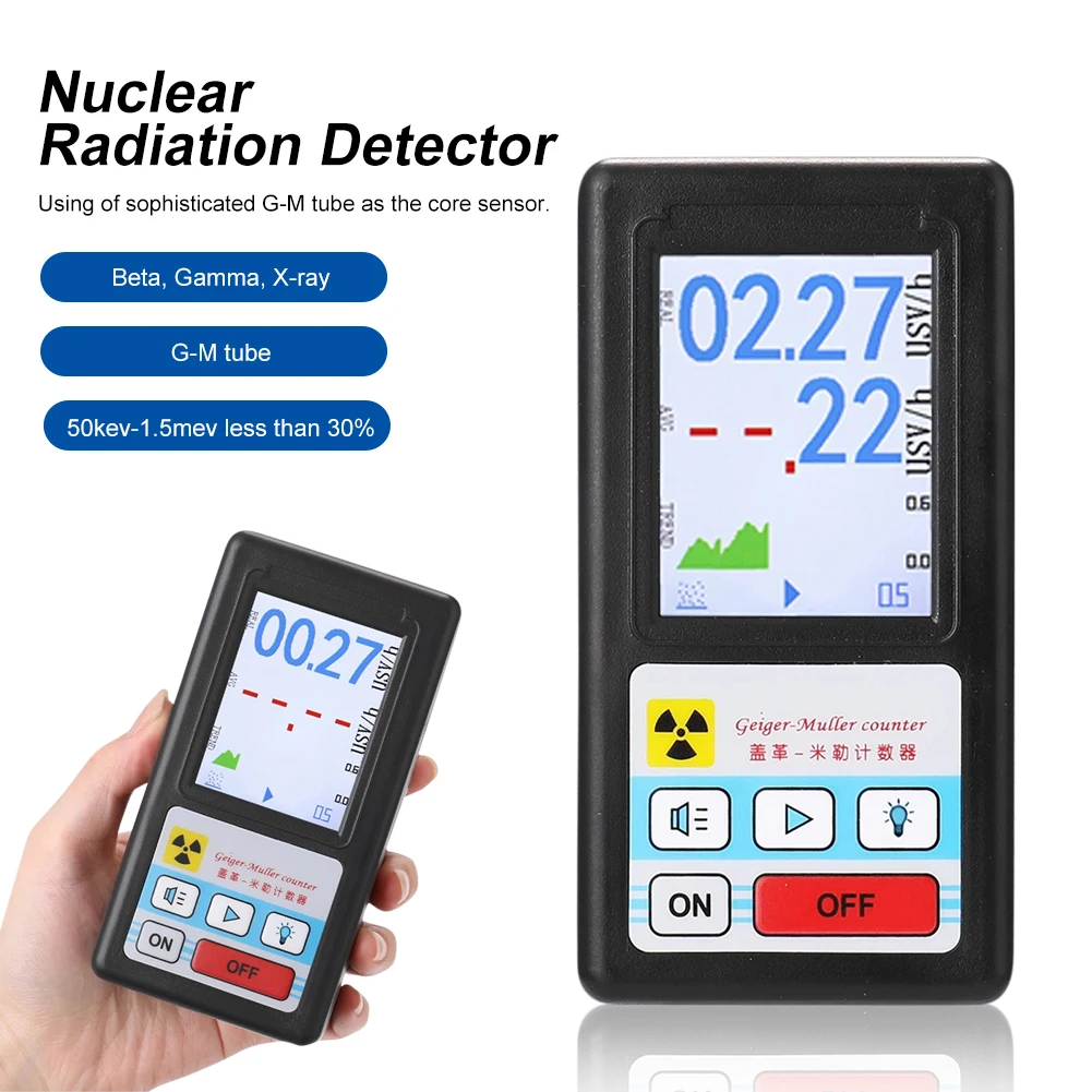 Portable Geiger Counter Nuclear Radiation Detector Personal Dosimeter X-ray Gamma Detector LCD Radioactive Tester Marble Tool
