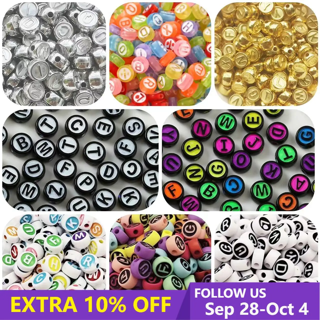 

100pcs/lot Flat Round Acrylic Letter Beads Charms Spacer Loose Alphabet Beads for Jewelry Making DIY Bracelet Accessories 7mm