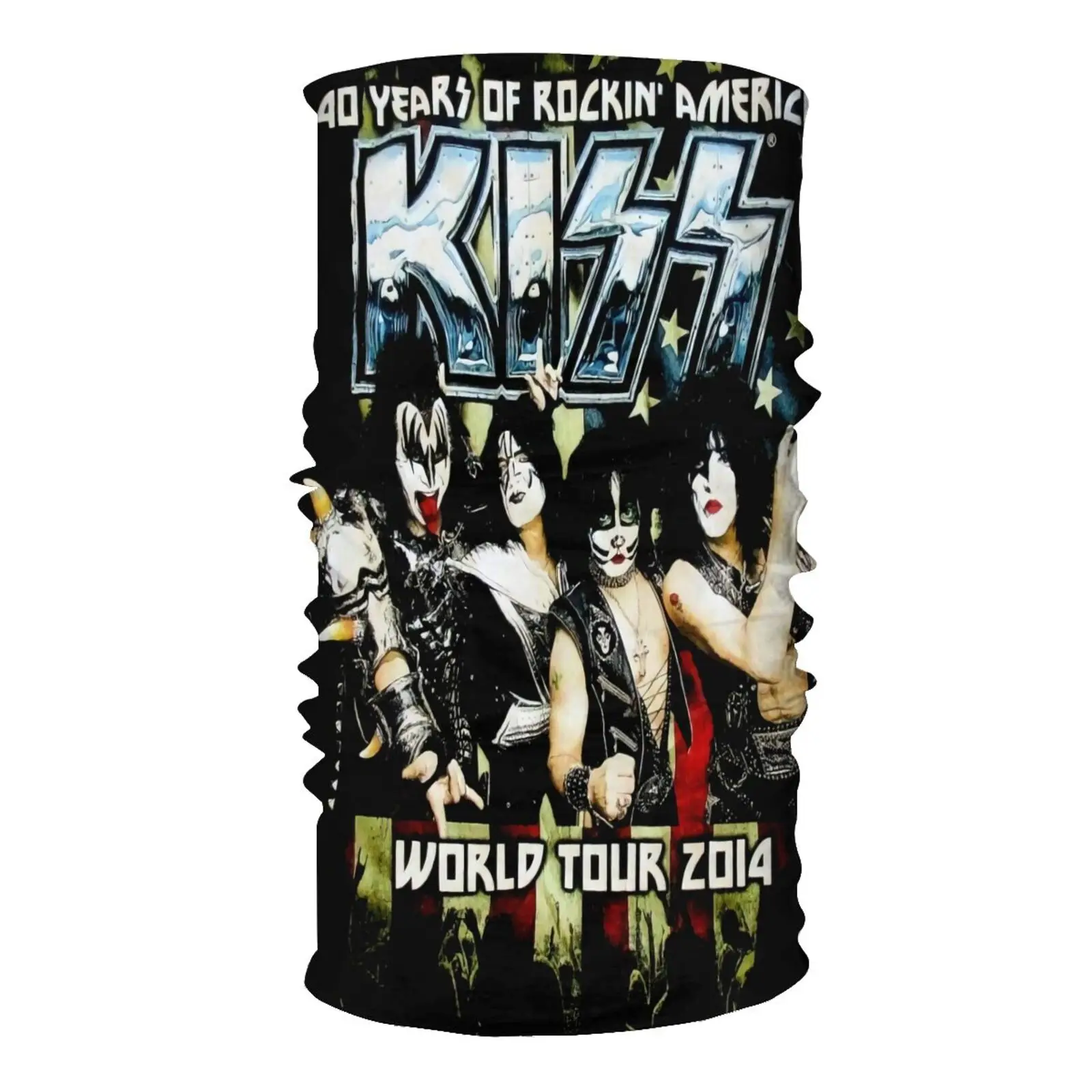 Kiss 2014 World Tour 40 Years Men's Bandana Cycling Bandana Bandana With Ears For Snowboard Buff Mask Bandanas Men's Balaclava