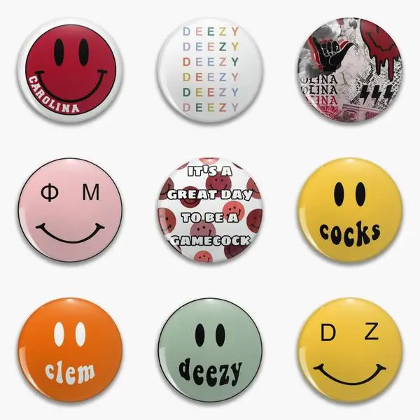 

South Carolina Smiley Face Deezy Rainbow Sc Soft Button Pin Customizable Collar Creative Metal Funny Decor Hat Women Lover