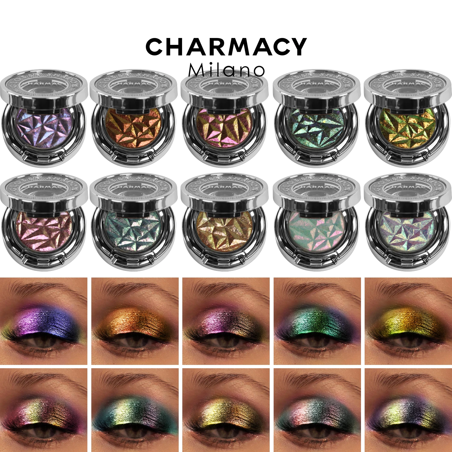 CHARMACY Neue 10 Multichrome Einzigen Lidschatten Hohe Pigment Langlebige Duo Chrome Lidschatten Glitter Einfach Zu Tragen Augen Make-Up