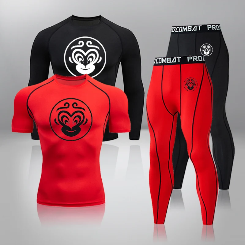 

2022 Men Sportswear Compression Suits Breathable Gym Clothes Man Sports Joggers Training Gym Fitness Tracksuit Running Sets 4XL