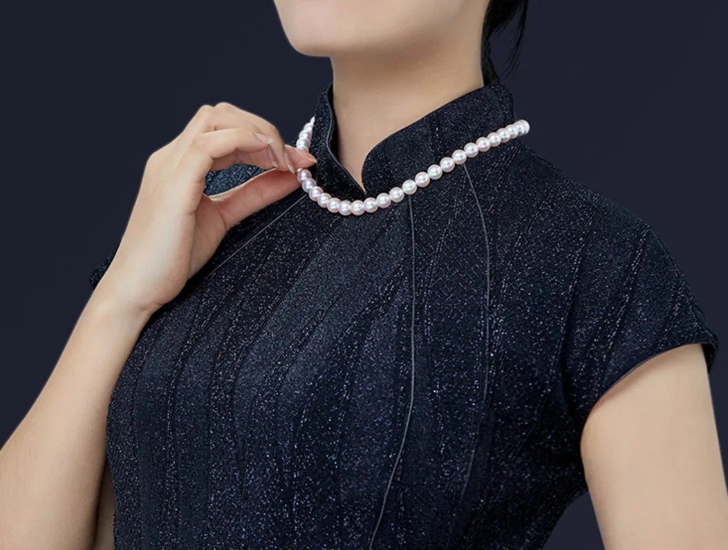 Ожерелье из серебра 925 пробы с натуральным жемчугом 17 дюймов 8-9 мм