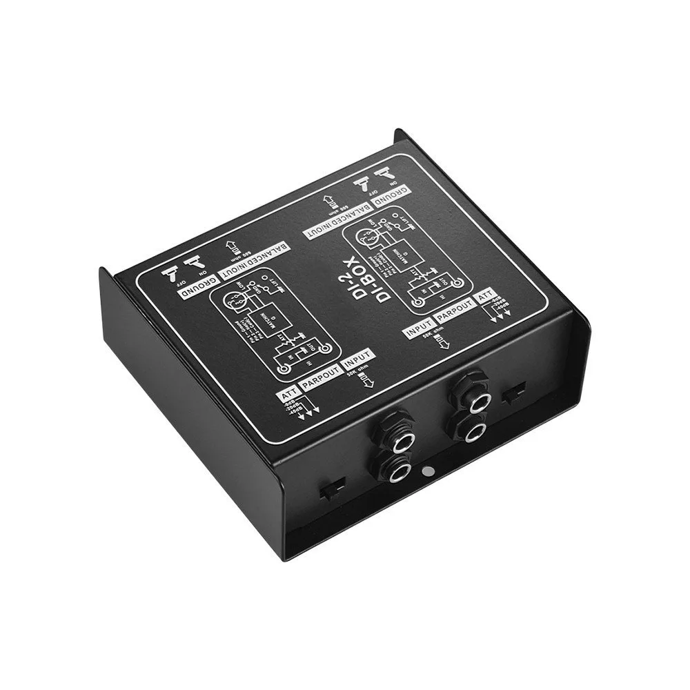 

Audio Converter Passive DI Box Direct Injection Box Low Noise Guitar Bass DI TRS 2 Channel Audio Converter Multi-purpose Mixer