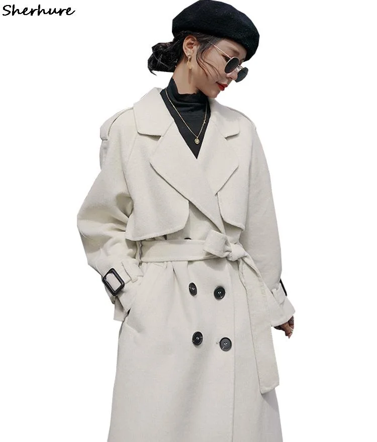 

Тренчкот женский с отложным воротником, модное длинное пальто с длинным рукавом, уличная одежда, весна 2022