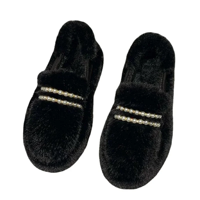 Новинка 2024 модная теплая плюшевая Женская Повседневная зимняя обувь на плоской