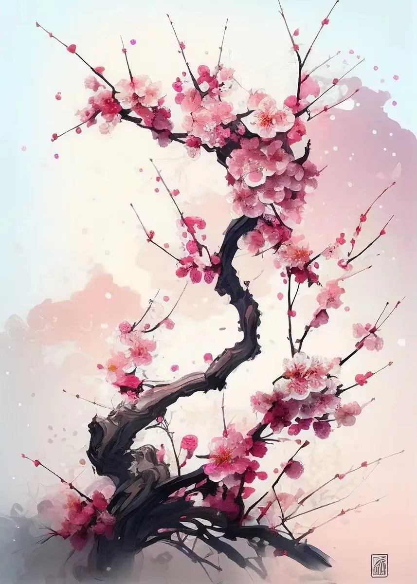 

Японская Сакура, настенный художественный постер, печать на холсте, картина, розовая акварель, вишневый цвет, эстетические картины для декора гостиной