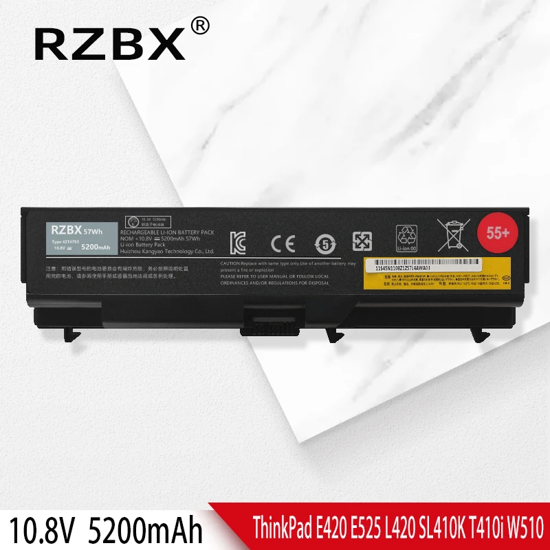 

RZBX 55+ New Laptop Battery For Lenovo ThinkPad E40 E50 E420 E425 E520 E525 L410 L412 L420 L421 L510 L512 L520 SL410/510 SL410k