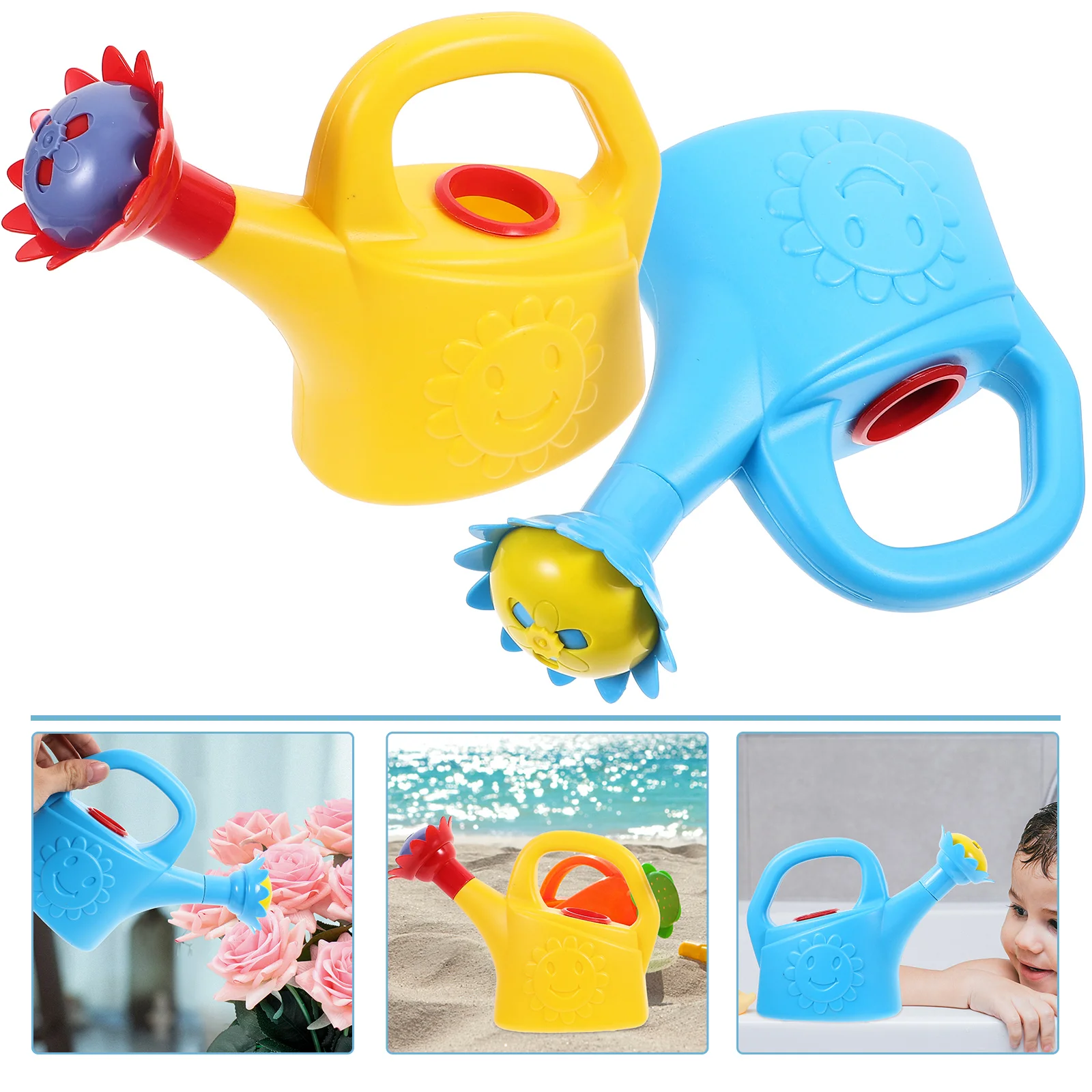 

2 Pcs Animal Bath Toys Watering Can Bathtub Shower Kids Pot Indoor 15X19CM Sand Beach Blue Plastic Baby