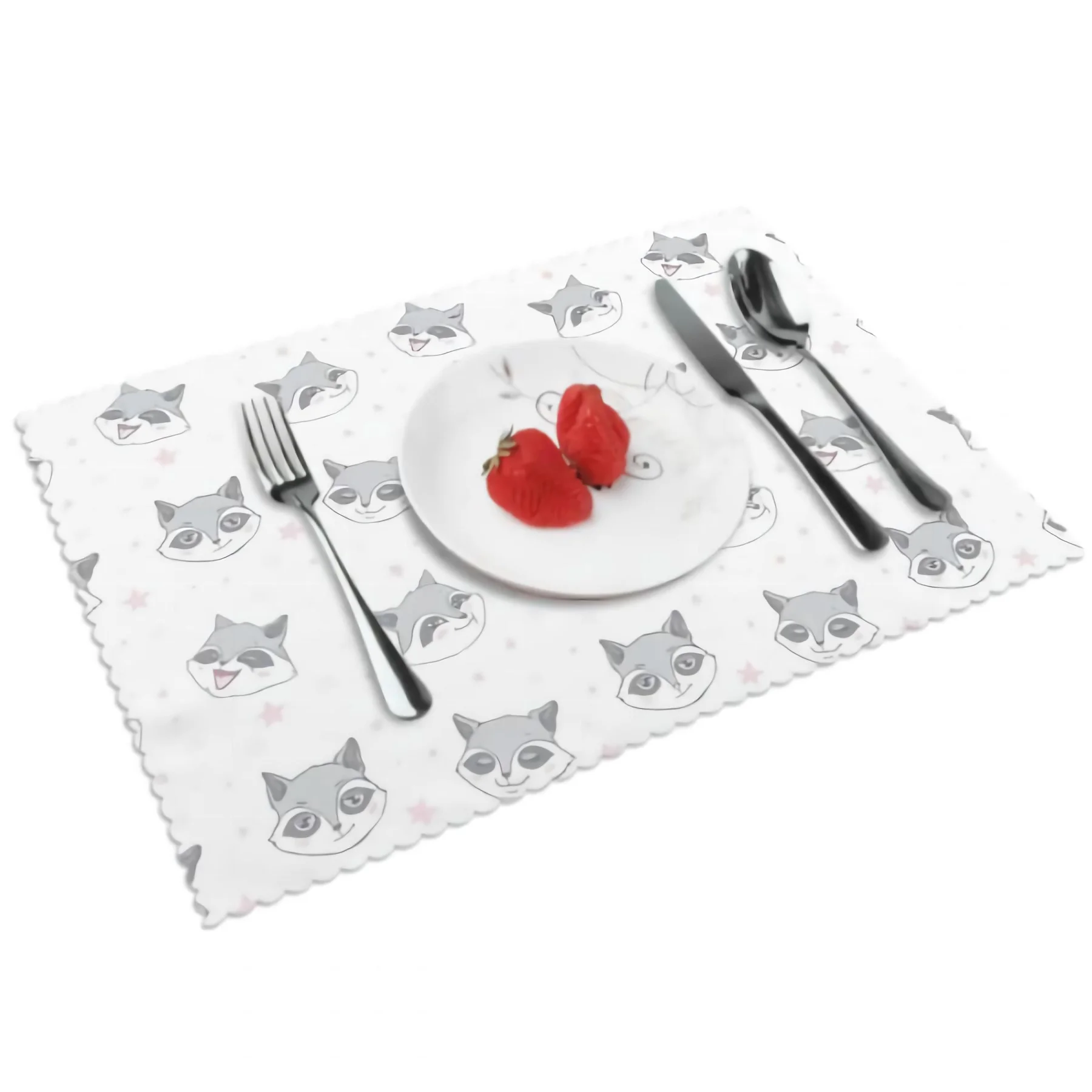 

Colorful Star Raccoon Placemats for Dining Table Set of 4 Rectangular Heat Resistant Washable Place Mat