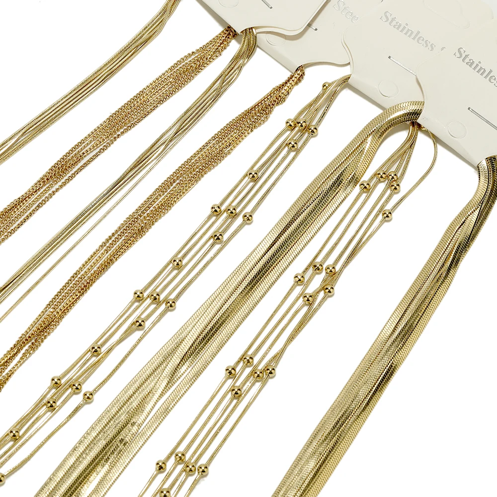 Цепочка-змейка из нержавеющей стали золотого цвета 5 шт. 40 + см | Украшения и