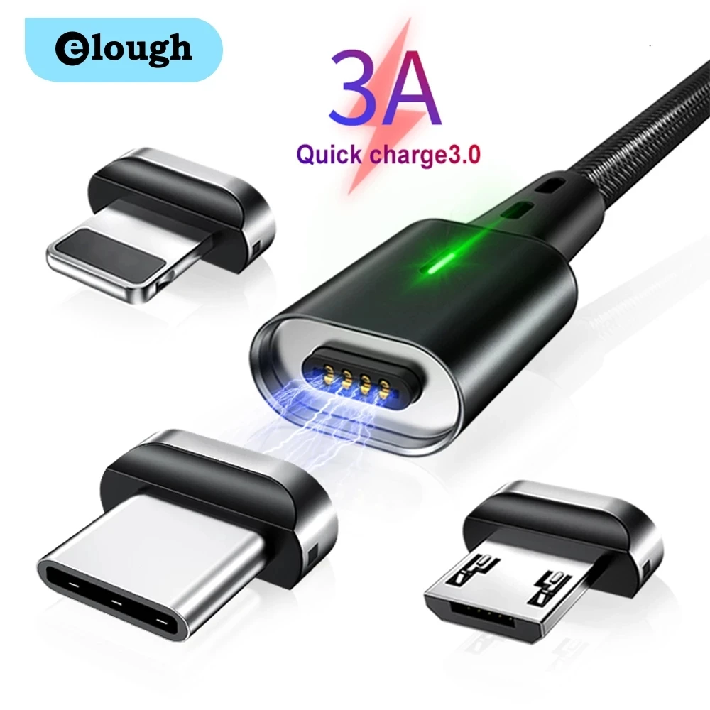 Магнитное зарядное устройство Elough с Micro USB-кабелем для iPhone 8 POCO X3 Xiaomi 3 0 4 - купить по