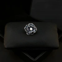 dark blue vintage flower small brooch womens suit mini corsage high end exquisite clothes accessories pearl rhinestone jewelry