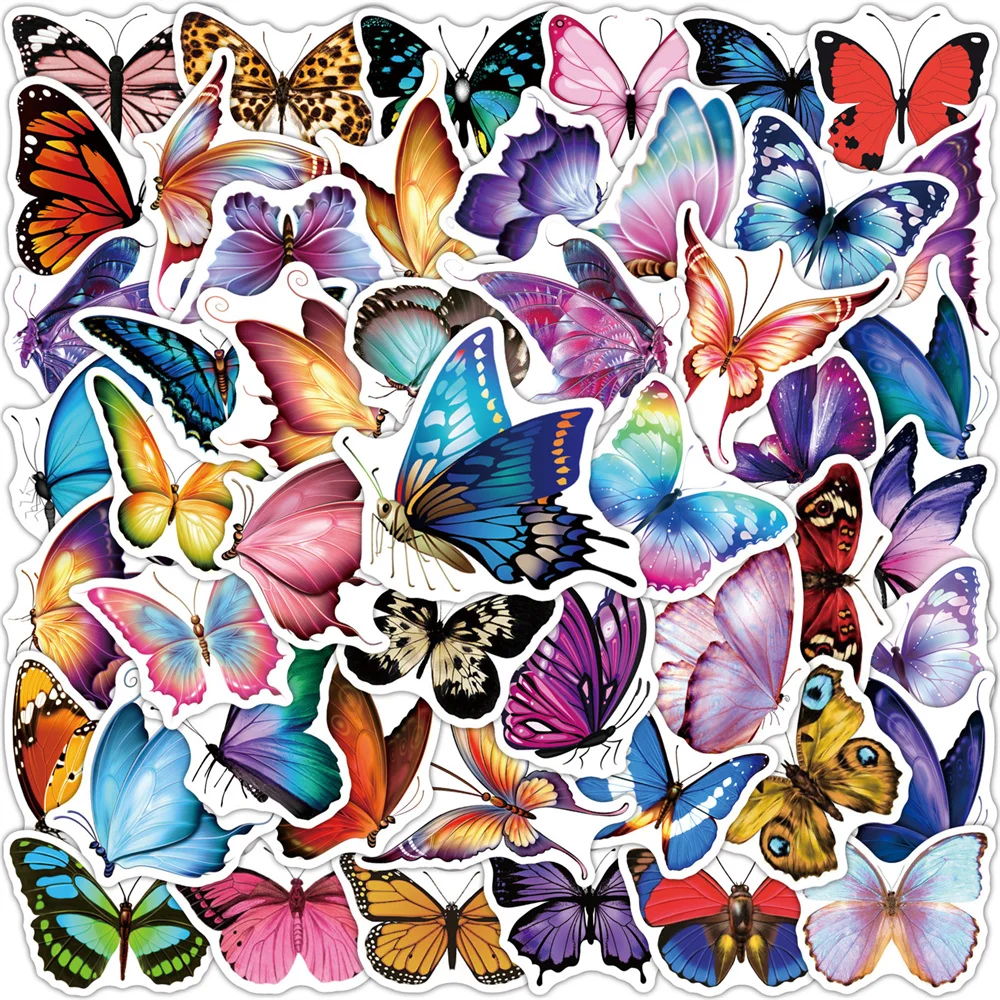 

10/30/50/PCS Cartoon Cute Butterfly Insect Creative Graffiti Sticker Bicycle Scooter Helmet Notebook Computer Wholesale