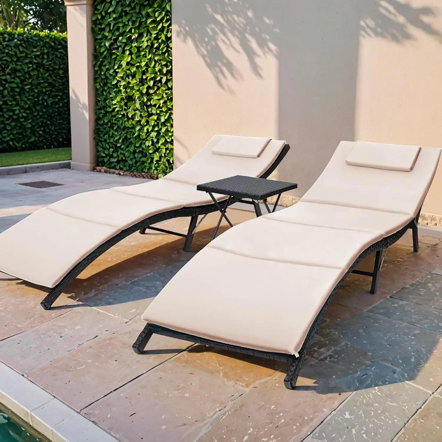 3 шт. шезлонг для патио с подушками нерегулируемый современный уличный набор