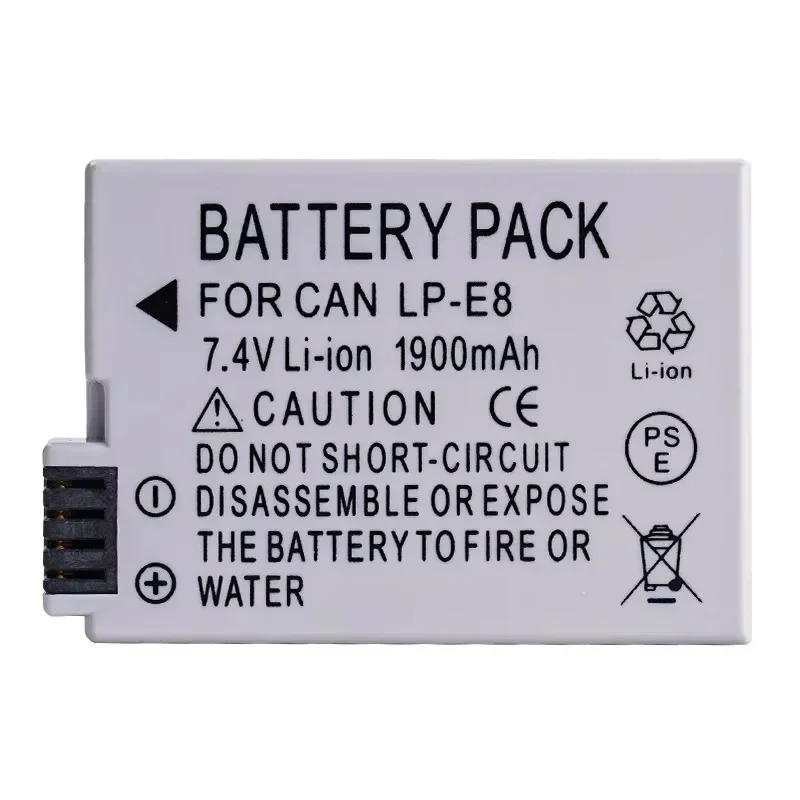 LP-E8 1900 мАч 7 4 В LP E8 Аккумуляторы со светодиодной подсветкой и двойным зарядным