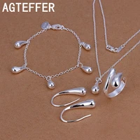agteffer 925 sterling silver wedding women high quality classic drop bracelets earrings necklace rings fashion jewelry sets gift
