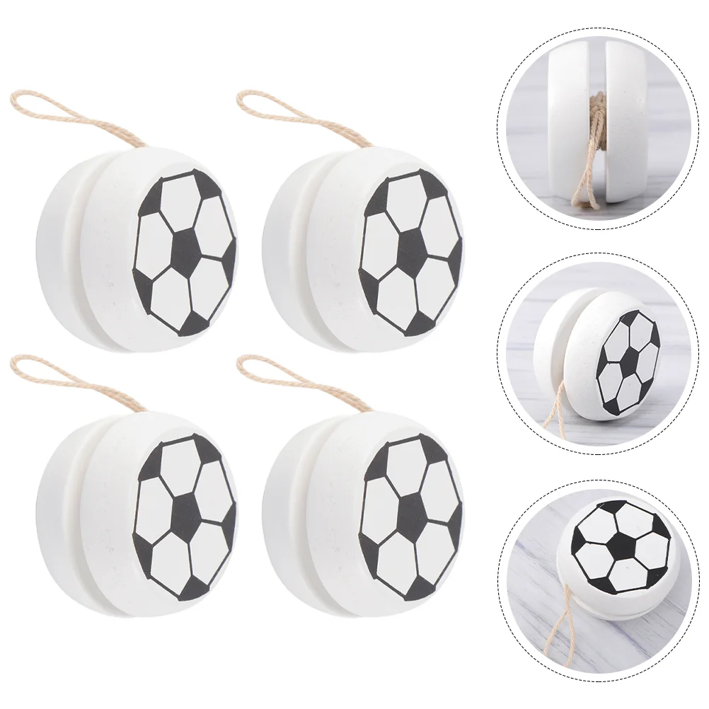 

4pcs Children's Yo-Yo Toys Wooden Yo-Yo Plaything Football Pattern Yo-Yo