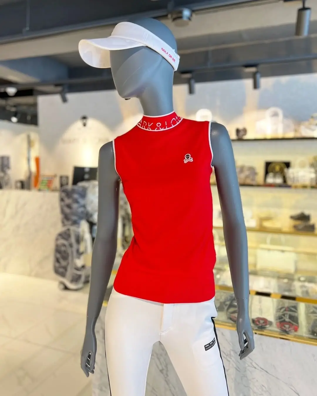 

Women's Golf knit vest Spring/Autumn New Knitted Sleeveless T-shirt Half high collar vest golf clothes tops W422156