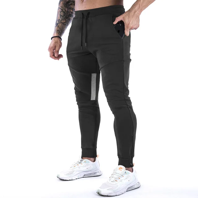 

Men's training pants, zippered pants, standing opening design, gym