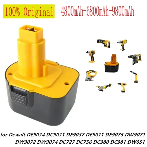 12 В 4800-9800 мАч аккумулятор для инструментов Dewalt DE9074 DC9071 DE9037 DE9071 DE9075 DW9071 DW9074 DC727 DW9072 DC756 DC980 DC981 DW051