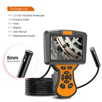 5Inch Screen 2MP 1080P Dual Lens Double Camera Industrial Endoscope CMOS Borescope Side-View&Front View Inspection Microscope