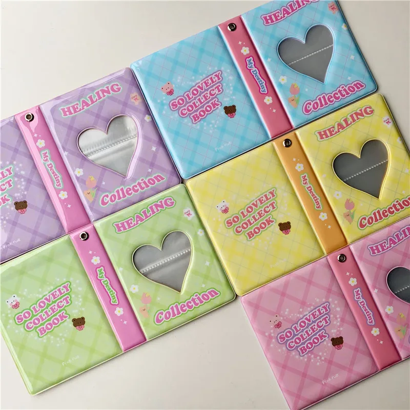 

3 Inch Photo Album INS Korean Cute Bear Kpop Card Binder 80 Pockets Polaroid Album Hollow Love Picture Storage Case Collect Book
