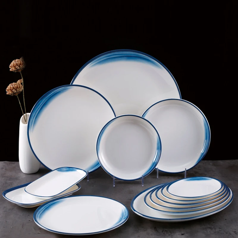 Unbreakable Buffet Sushi Flat Dish Round Bowl Tableware Fast