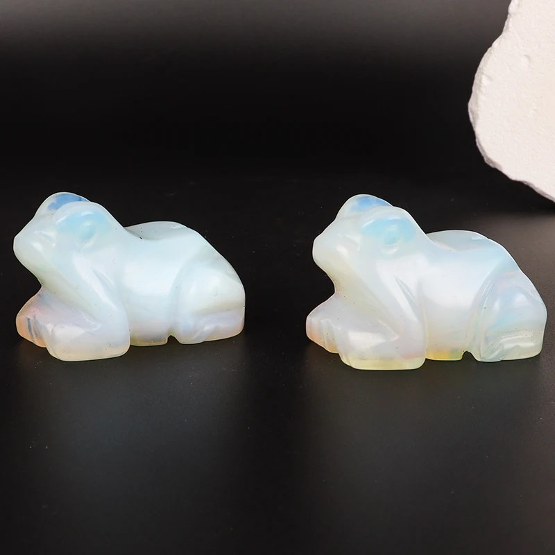 Статуэтка лягушки ручной работы опалитовый нефрит мини-кристалл животного чакра