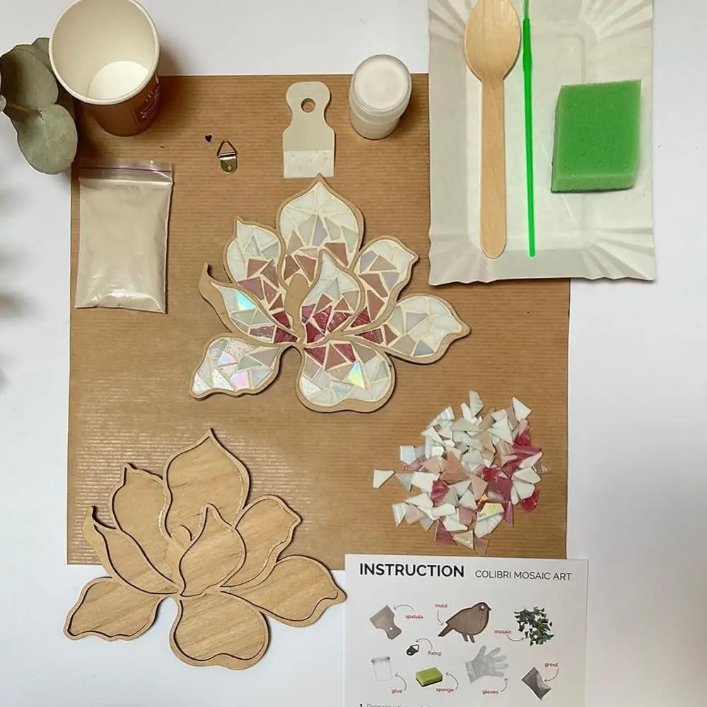Искусство и ремесла DIY Мозаичный набор Белый цветок Витражи Цветочная мозаика