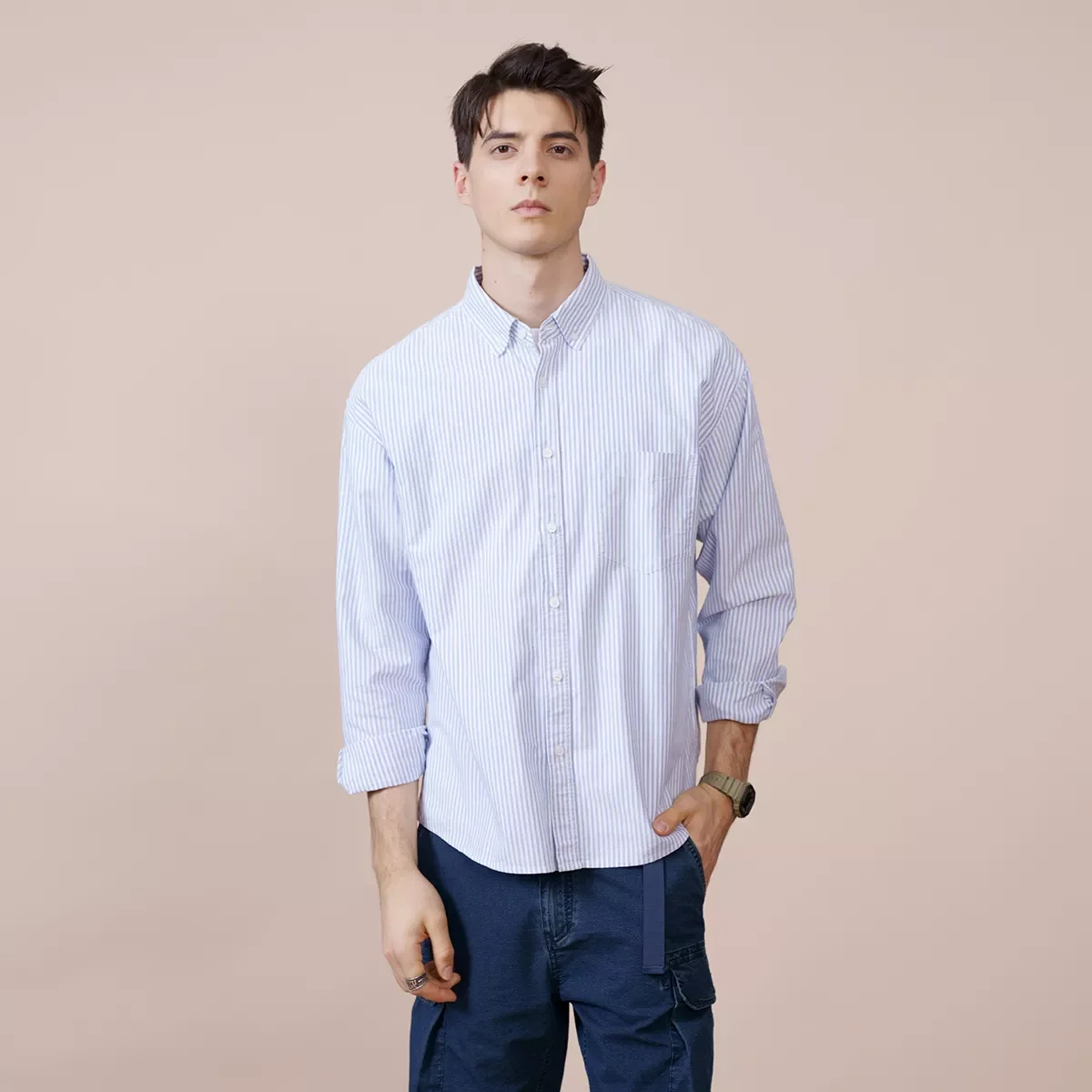 2023NEW 2022 Spring New Oxford Shirts Men Vertical Striped Classical Casual 100% Cotton  Shirt Plus Size Brand Clothing SK130344