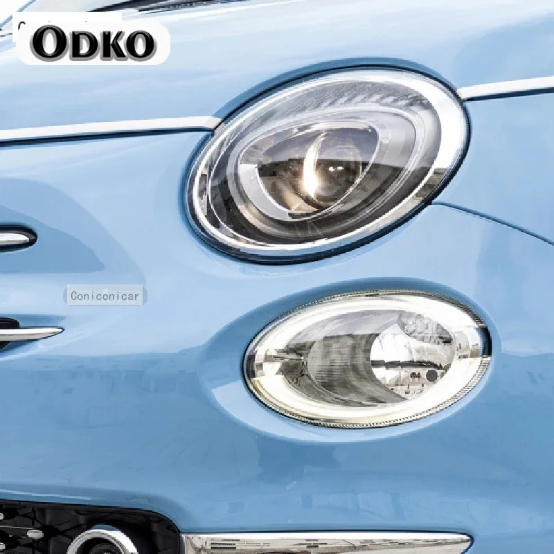 Защитная затеняющая пленка для автомобильных фар Fiat 500 Abarth 2013-2020 дымчато-черная