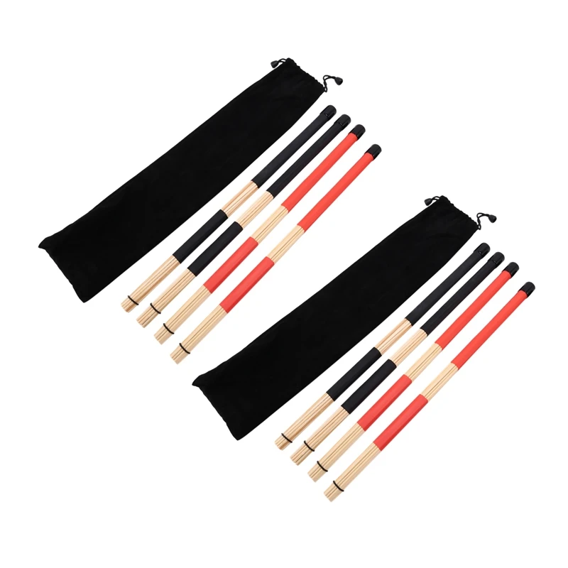 

4 Pairs Drum Sticks Brushes Rute Jazz Drumsticks Practical Drumsticks For Skilled Drummers To Create New Sound Of Drum