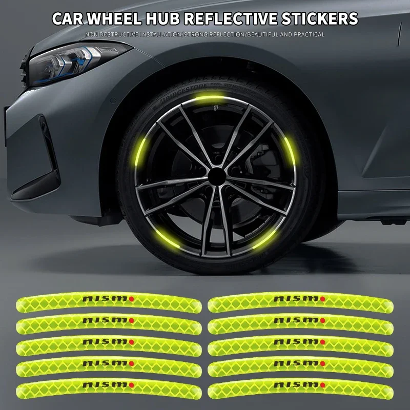 Наклейка на ступицу колеса автомобиля светоотражающая полосатая лента